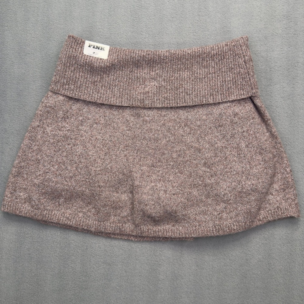 PINK Victoria's Secret Foldover Sweater Skort XS Mauve Brown Shimmer High Rise